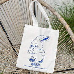 Rabbit Graphic Canvas Shopper Bag Large Tote Bag