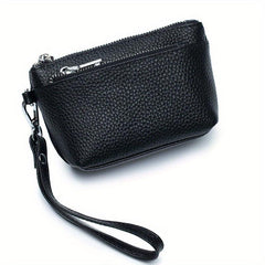 Solid Clutch Wallet Zipper Coin Purse with Wristband