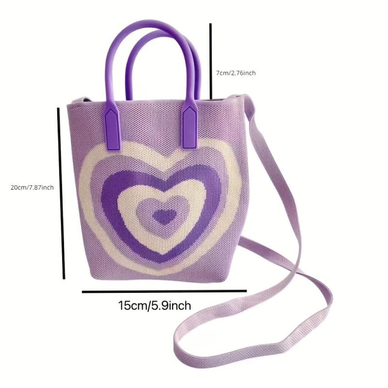 Women's Heart Woven Crossbody Bag Crochet Shoulder Handbag Purse