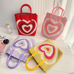 Women's Heart Woven Crossbody Bag Crochet Shoulder Handbag Purse