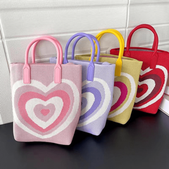 Women's Heart Woven Crossbody Bag Crochet Shoulder Handbag Purse