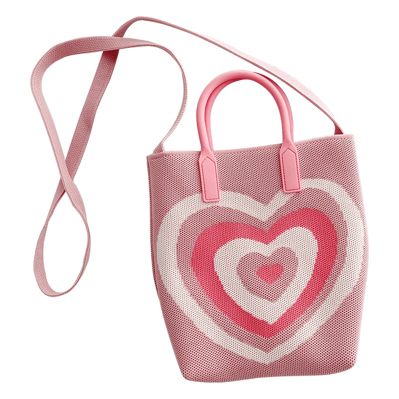 Women's Heart Woven Crossbody Bag Crochet Shoulder Handbag Purse