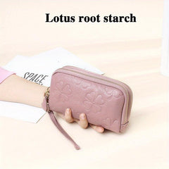 Leather Zipper Long Clutch Cell Phone Purse Wristlet Wallet