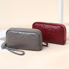 Leather Zipper Long Clutch Cell Phone Purse Wristlet Wallet
