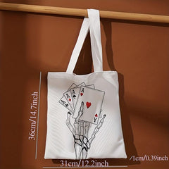 Goth Poker Print Canvas Tote Bag Large Capacity Shoulder Bag