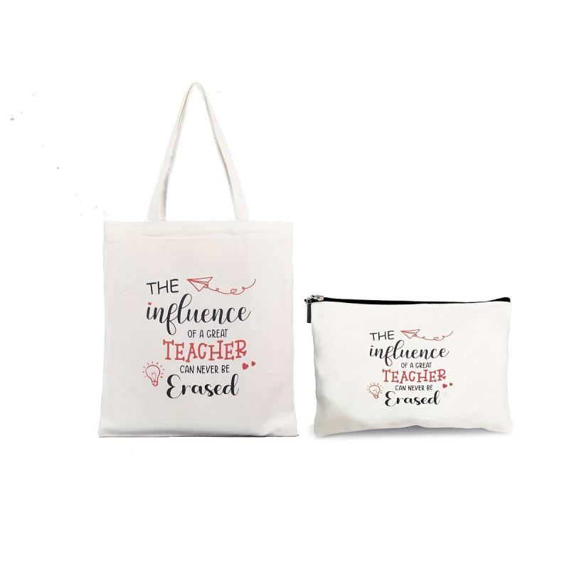 2 Pcs Letter Pattern Shoulder Bag All Match Handbag Women's Minimalist Bags