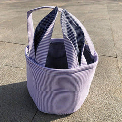 Striped Canvas Tote Bag Easter Egg Party