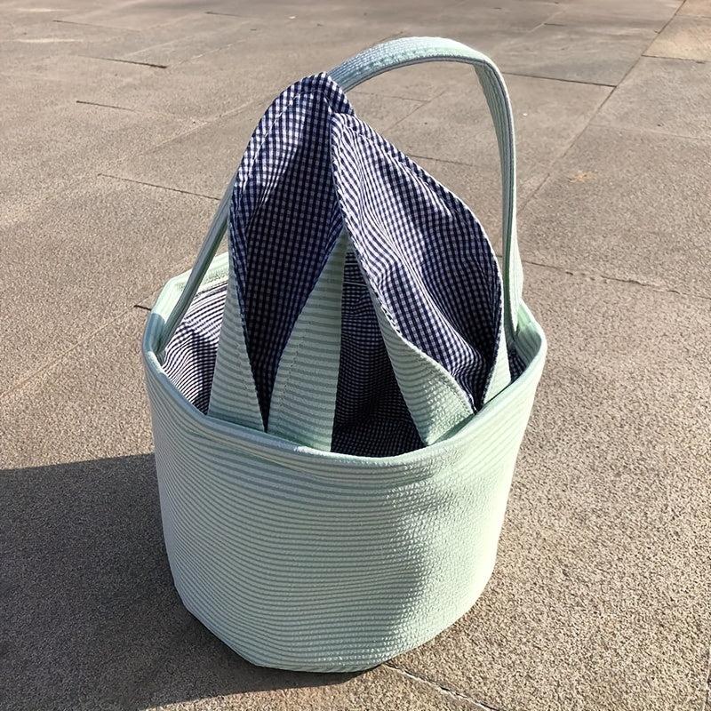 Striped Canvas Tote Bag Easter Egg Party