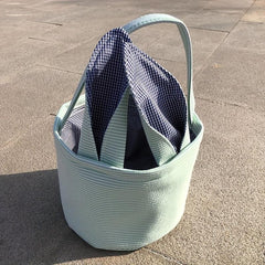 Striped Canvas Tote Bag Easter Egg Party