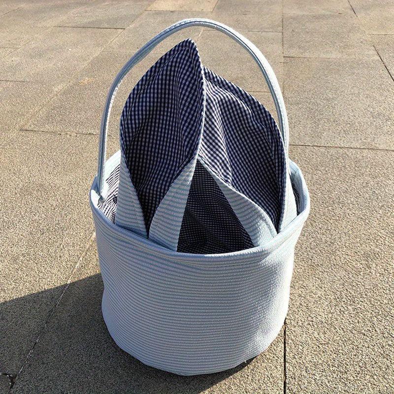 Striped Canvas Tote Bag Easter Egg Party