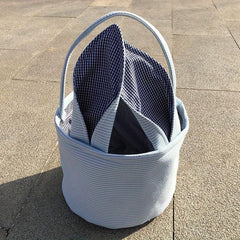 Striped Canvas Tote Bag Easter Egg Party