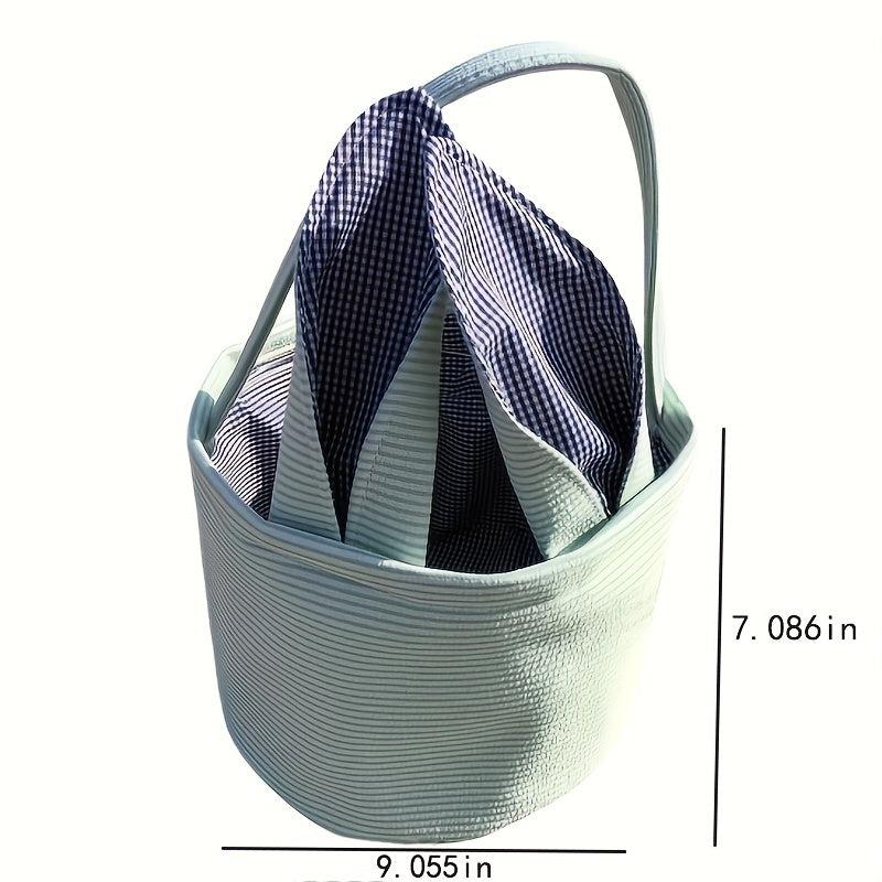 Striped Canvas Tote Bag Easter Egg Party