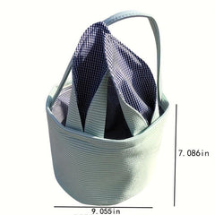 Striped Canvas Tote Bag Easter Egg Party