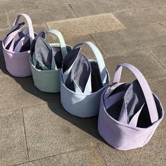Striped Canvas Tote Bag Easter Egg Party