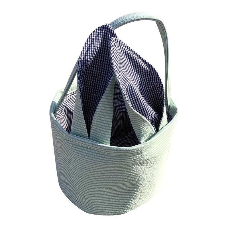 Striped Canvas Tote Bag Easter Egg Party