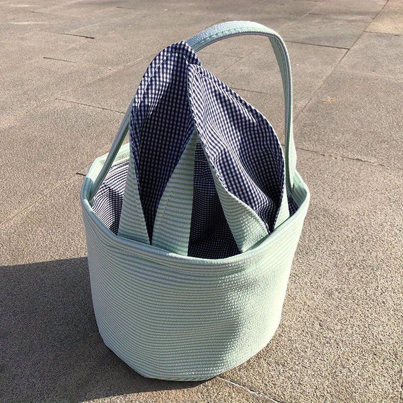 Striped Canvas Tote Bag Easter Egg Party