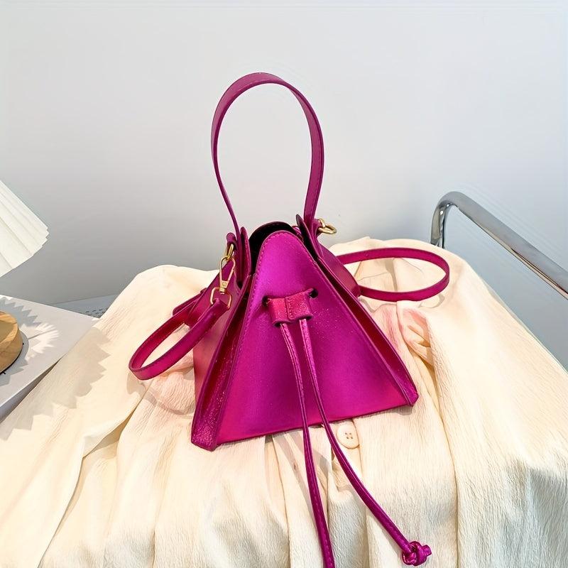 Triangle Drawstring Handbag Crossbody Bag for Lipstick & Coin