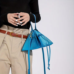 Triangle Drawstring Handbag Crossbody Bag for Lipstick & Coin