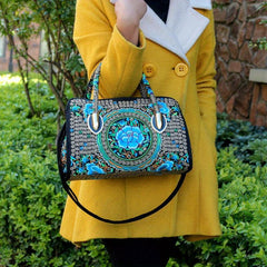 Vintage Embroidered Tote Bag Ethnic Satchel All Match Shoulder Bag