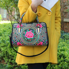 Vintage Embroidered Tote Bag Ethnic Satchel All Match Shoulder Bag