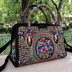 Vintage Embroidered Tote Bag Ethnic Satchel All Match Shoulder Bag