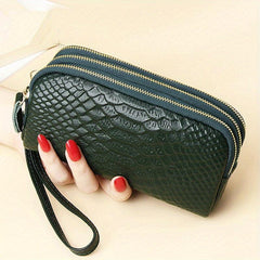 Vintage Crocodile Embossed Long Wallet Zipper Clutch Purse