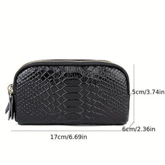 Vintage Crocodile Embossed Long Wallet Zipper Clutch Purse