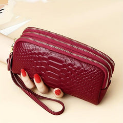 Vintage Crocodile Embossed Long Wallet Zipper Clutch Purse