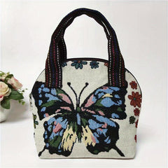 Butterfly Embroidery Top Handle Bag Small Phone Storage Purse Women's