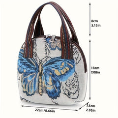 Butterfly Embroidery Top Handle Bag Small Phone Storage Purse Women's