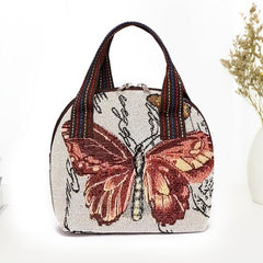 Butterfly Embroidery Top Handle Bag Small Phone Storage Purse Women's