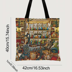 Magic Cat Print Tote Bag Large Travel Beach Shoulder Bag