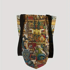 Magic Cat Print Tote Bag Large Travel Beach Shoulder Bag