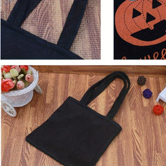 Halloween Colorblock Tote Bag Pumpkin Handbag Halloween Candy Gift Bag