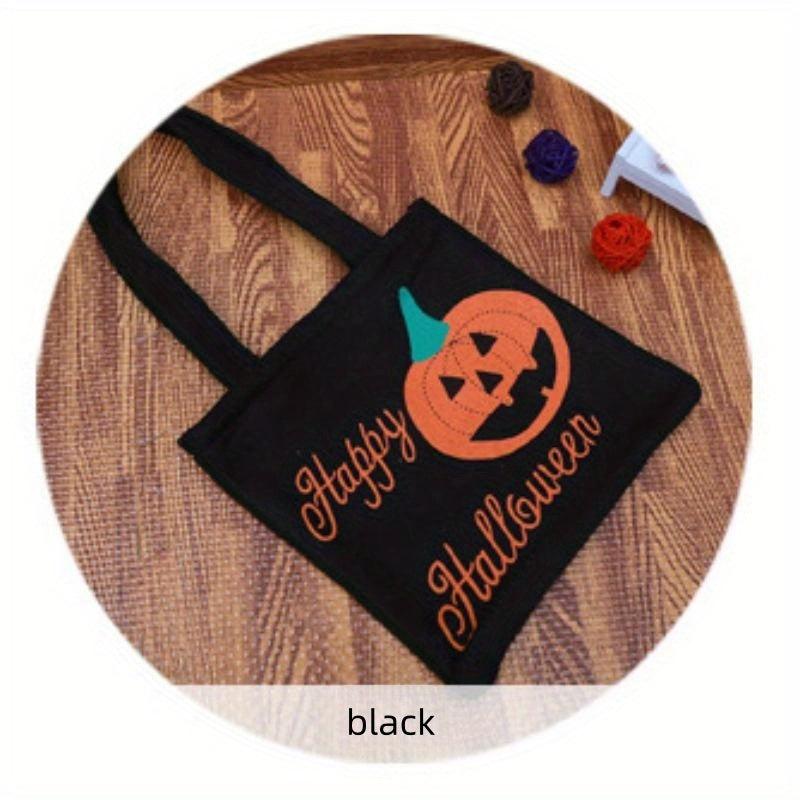 Halloween Colorblock Tote Bag Pumpkin Handbag Halloween Candy Gift Bag