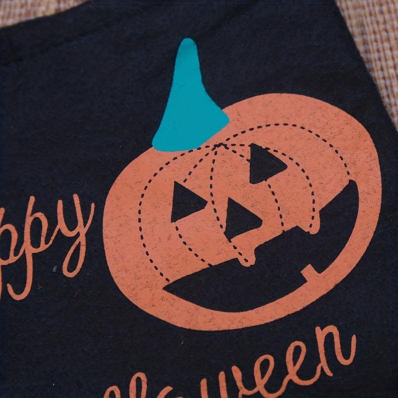 Halloween Colorblock Tote Bag Pumpkin Handbag Halloween Candy Gift Bag