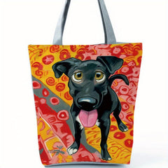 Dog Painting Print Tote Bag Lightweight Travel Shoulder Bag Reusable