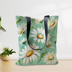 Daisy Pattern Canvas Shoulder Bag Versatile Shopper Storage Bag