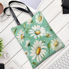 Daisy Pattern Canvas Shoulder Bag Versatile Shopper Storage Bag