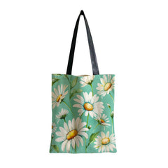 Daisy Pattern Canvas Shoulder Bag Versatile Shopper Storage Bag