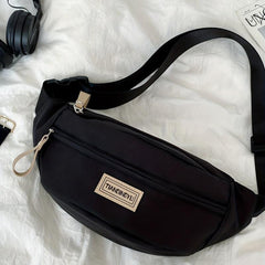 Outdoor Sports Waist Bag with Letter Patch for Travel Hiking Cycling