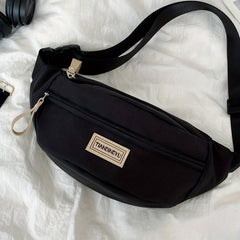 Outdoor Sports Waist Bag with Letter Patch for Travel Hiking Cycling