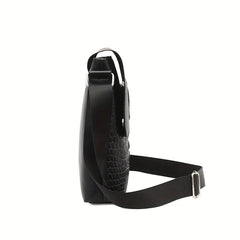 Men's Croc Embossed Shoulder Bag Retro PU Leather Crossbody