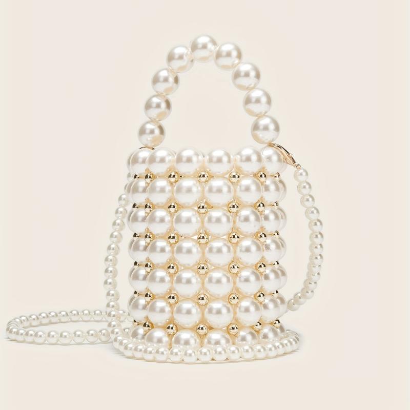 Faux Pearl Barrel Bag for Party