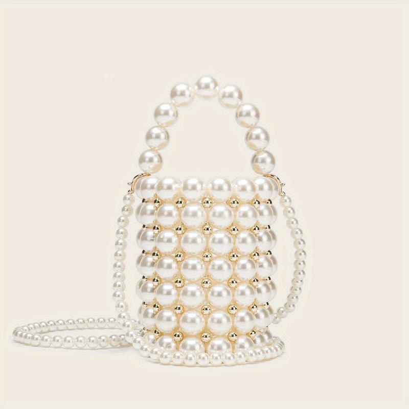 Faux Pearl Barrel Bag for Party