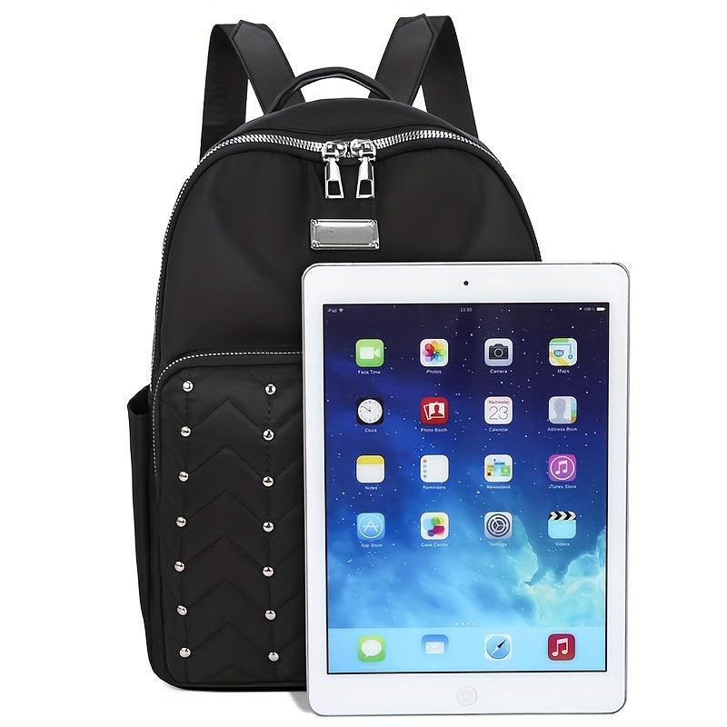 Rivet Decor Solid Casual Backpack For Travel