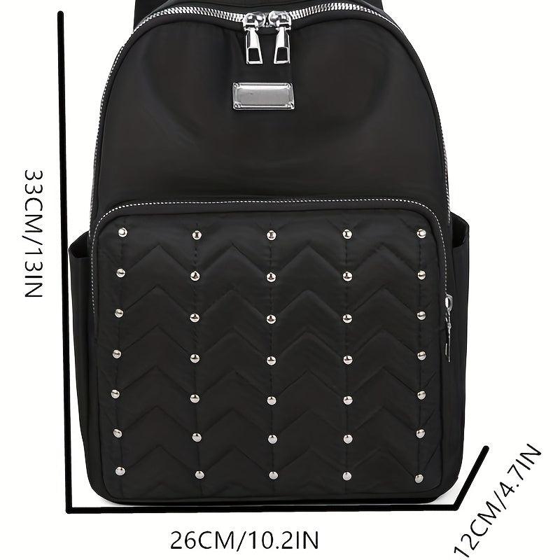 Rivet Decor Solid Casual Backpack For Travel