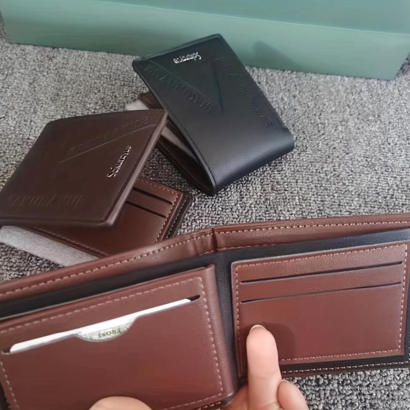Men's PU Leather Metal Letter Pattern Short Wallet