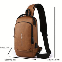 Anti Theft Crossbody Sling Bag With USB Charging Port Waterproof