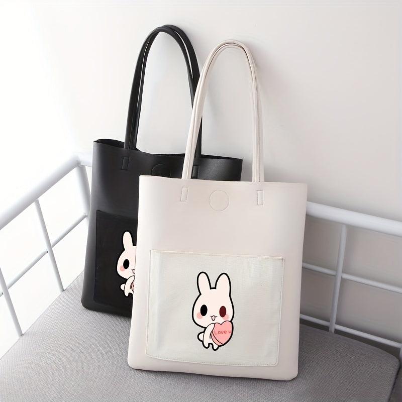 Cartoon Rabbit Print Tote Bag Shoulder Handbag